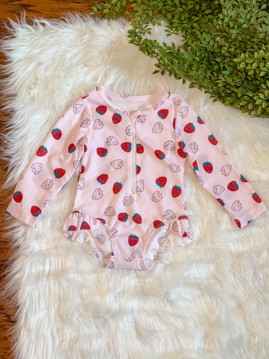 Berry Sweet Zip-Up Ruffle Swimsuit