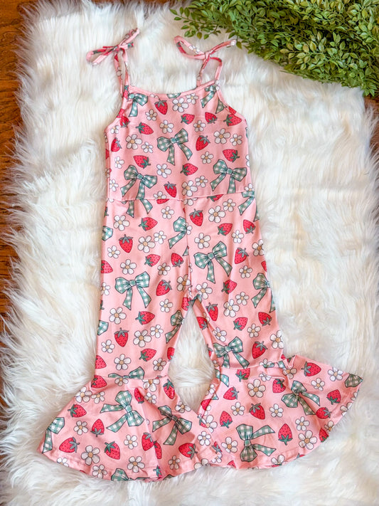 Berry Sweet Bow-Tique Bell Bottom Jumpsuit
