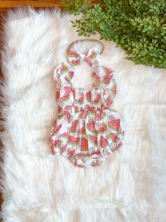 Watermelon Wishes Ruffle Romper