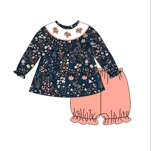 Autumn Bloom Shorts Set